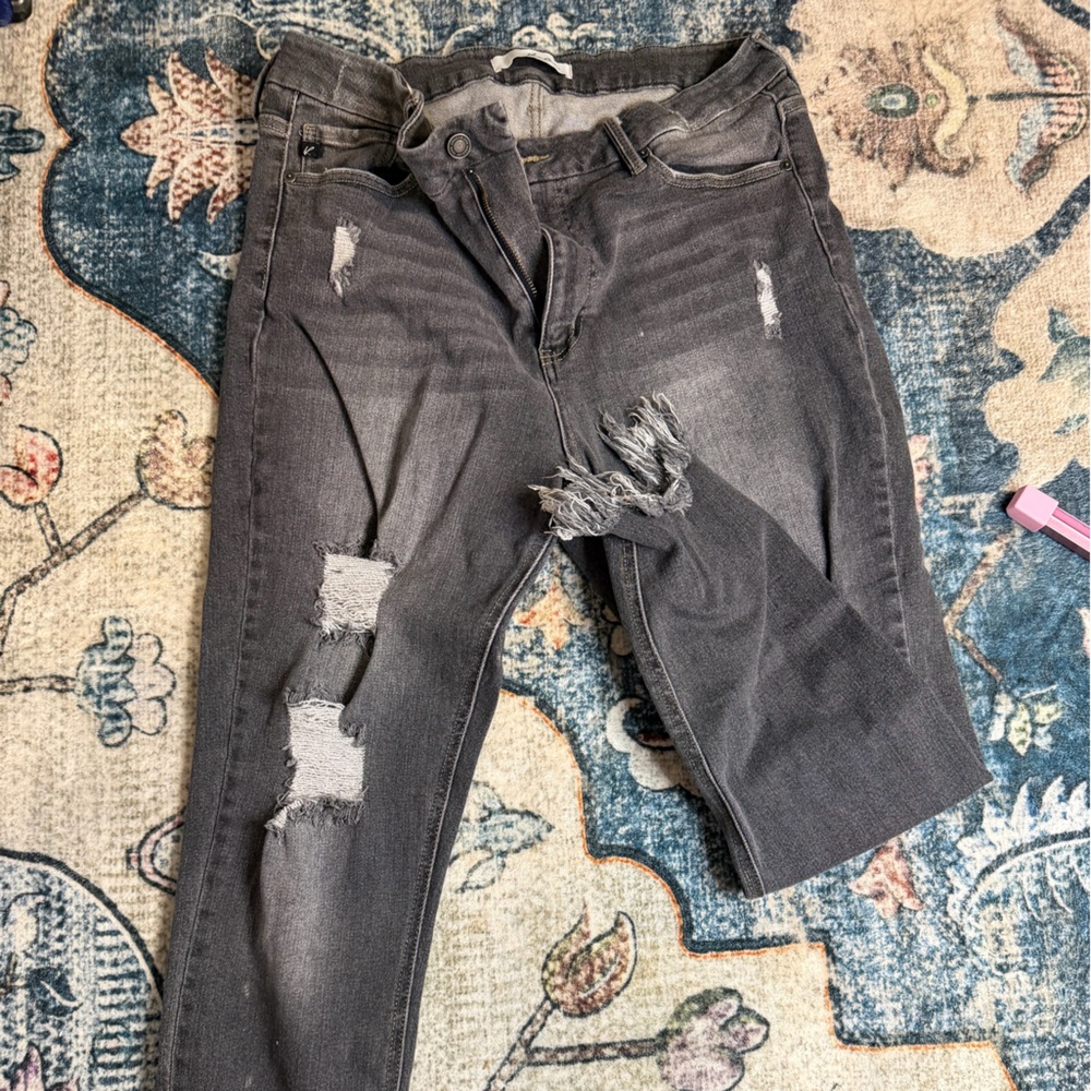KanCan Charcoal Distressed Skinny Jeans